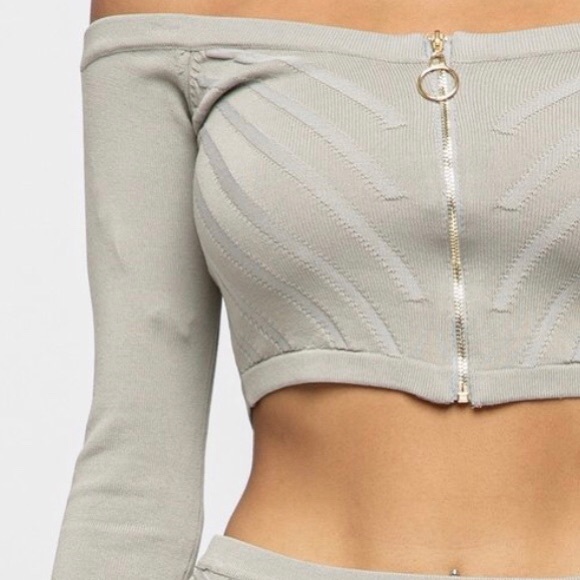 ‼️ Two Piece Crop Top Skirt Set Bandage Sweater - Picture 8 of 8